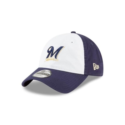 White Milwaukee Brewers Hat - New Era MLB Core Classic 9TWENTY Adjustable Caps USA6974321